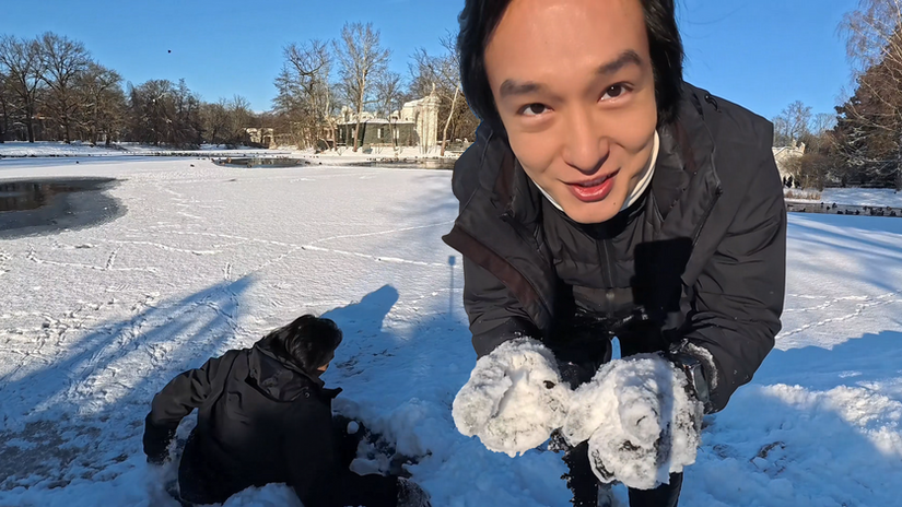 Walk on  Frozen Lake in Poland